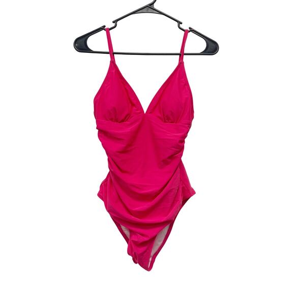Cupshe Shirring Tummy Control One Piece Swimsuit Hot Pink Size Small - Picture 1 of 7